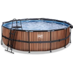 EXIT TOYS EXIT Frame Pool ø488x122cm(12v Sand Filter) - Hout + Zonnedak -Winkel Voor Kinderproducten exit frame pool o488x122cm 12v sand filter hout zonnedak a305963 2