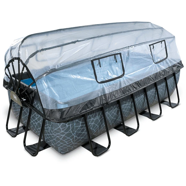 EXIT TOYS EXIT Stone Zwembad 400x200x100cm Met Afdekking, Sand Filter En Warmtepomp, Grijs 4 EXIT TOYS EXIT Stone Zwembad 400x200x100cm Met Afdekking, Sand Filter En Warmtepomp, Grijs - Afbeelding 2
