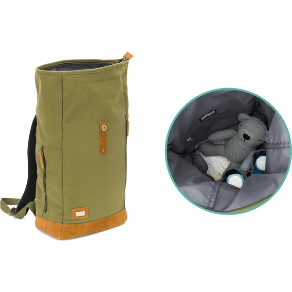 Fillikid Luierrugzak Rolltop Canvas Olijfgroen 7 Fillikid Luierrugzak Rolltop Canvas Olijfgroen - Afbeelding 5