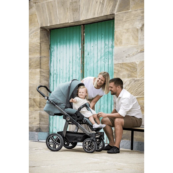 Hartan Kinderwagen Racer GTS Met Handrem Causal Collection Blue Stone (908) Framekleur Platina 4 Hartan Kinderwagen Racer GTS Met Handrem Causal Collection Blue Stone (908) Framekleur Platina - Afbeelding 2