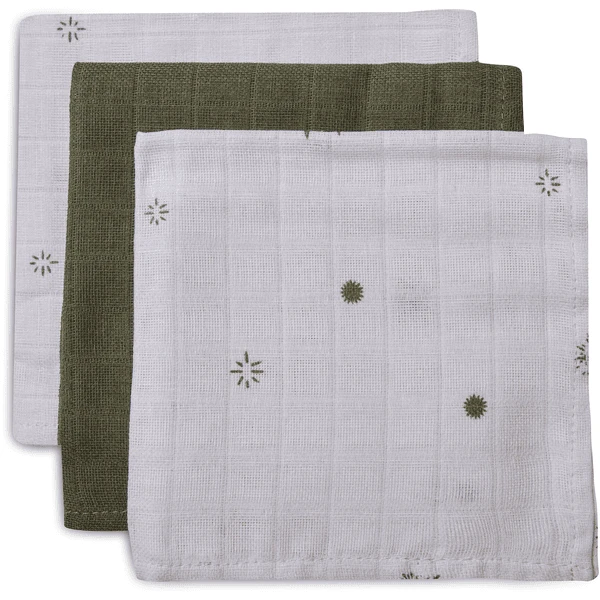 Jollein Burp Cloth Muslin 3-Pack Stargaze Leaf Green 3 Jollein Burp Cloth Muslin 3-Pack Stargaze Leaf Green