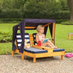 Kidkraft® Tweepersoons Kinderligstoel Met Bekerhouders, Blauw/wit -Winkel Voor Kinderproducten kidkraft tweepersoons kinderligstoel met bekerhouders blauw wit a217927 2