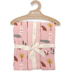 LITTLE Gaasluiers 3-pack Bosdieren Powder Rose