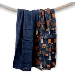 LITTLE Puckdoekjes 2 Stuk Organisch Forest Blauw-grijs -Winkel Voor Kinderproducten little puckdoekjes 2 stuk organisch forest blauw grijs a329252 3