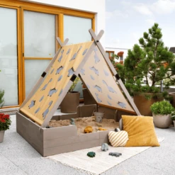 MUDDY BUDDY Zandbak Met Tent "Dino Lover" Warm Grijs -Winkel Voor Kinderproducten muddy buddy zandbak met tent dino lover warm grijs a412731 4