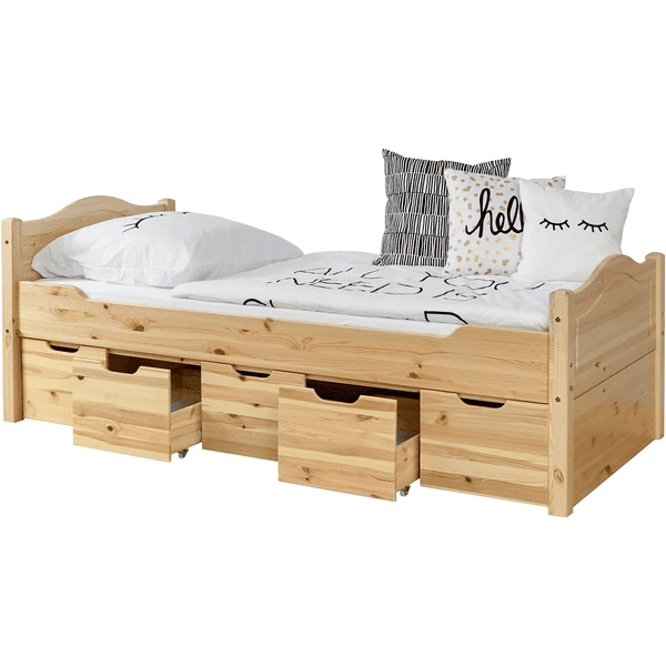 TiCAA Eenpersoonsbed Leni 90 X 200 Cm Grenen Naturel Met 5 Laden Aden 4 TiCAA Eenpersoonsbed Leni 90 X 200 Cm Grenen Naturel Met 5 Laden Aden - Afbeelding 2