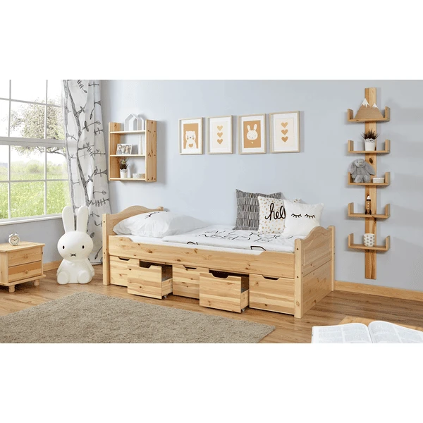 TiCAA Eenpersoonsbed Leni 90 X 200 Cm Grenen Naturel Met 5 Laden Aden 6 TiCAA Eenpersoonsbed Leni 90 X 200 Cm Grenen Naturel Met 5 Laden Aden - Afbeelding 4