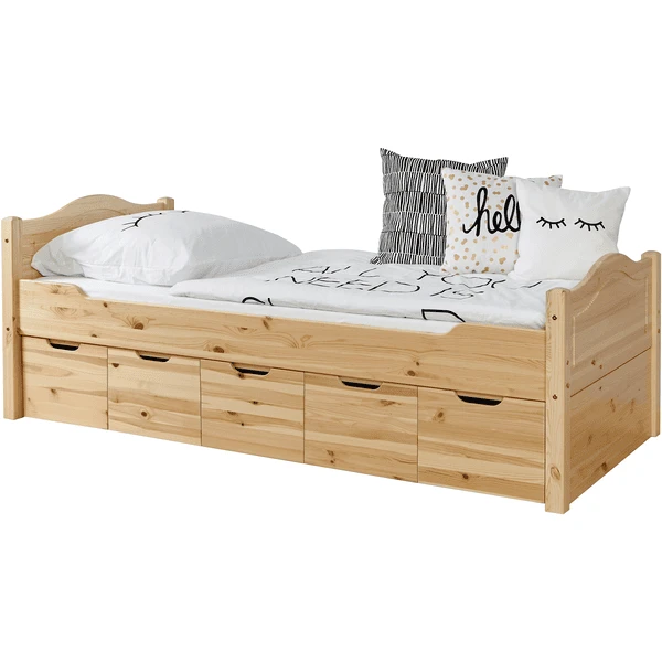 TiCAA Eenpersoonsbed Leni 90 X 200 Cm Grenen Naturel Met 5 Laden Aden 7 TiCAA Eenpersoonsbed Leni 90 X 200 Cm Grenen Naturel Met 5 Laden Aden - Afbeelding 5