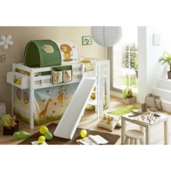 TiCAA Hoogslaper Tino Wit Safari Met Glijbaan -Winkel Voor Kinderproducten ticaa hoogslaper tino wit safari met glijbaan a246528 3