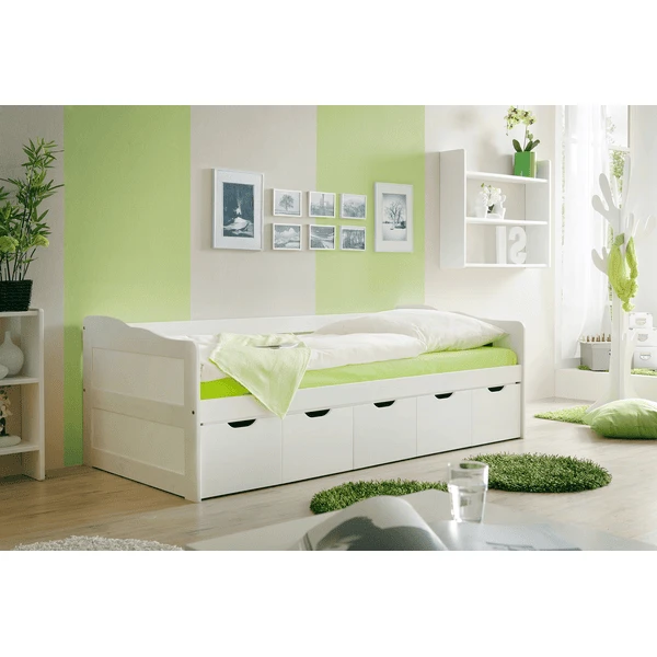 TiCAA Slaapbank Maria Met Opbergladen Wit 4 TiCAA Slaapbank Maria Met Opbergladen Wit - Afbeelding 2