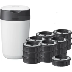 Tommee Tippee Luieremmer Twist & Click Advanced , Incl. 19 Cassettes Met Antibacteriële Film Van Duurzame Oorsprong Green In Wit.